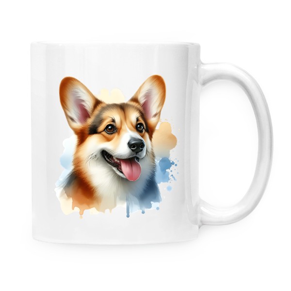 Hrnek malý bílý s potiskem Corgi