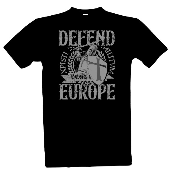Tričko s potiskem Defend Europe Deus Vult-šedý design