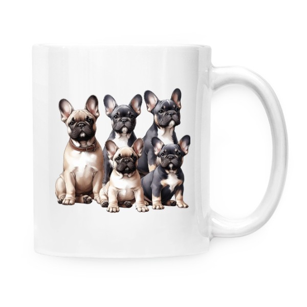 Hrnek malý bílý s potiskem Francouzský buldoček