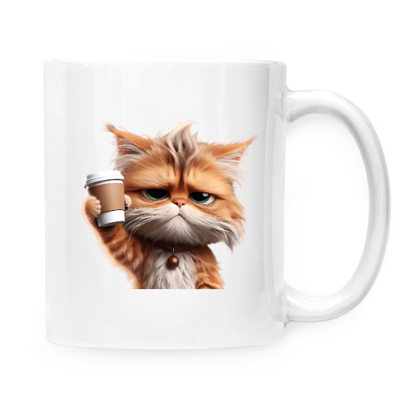 Hrnek malý bílý s potiskem Ráno bez kávy je jako den bez slunce!